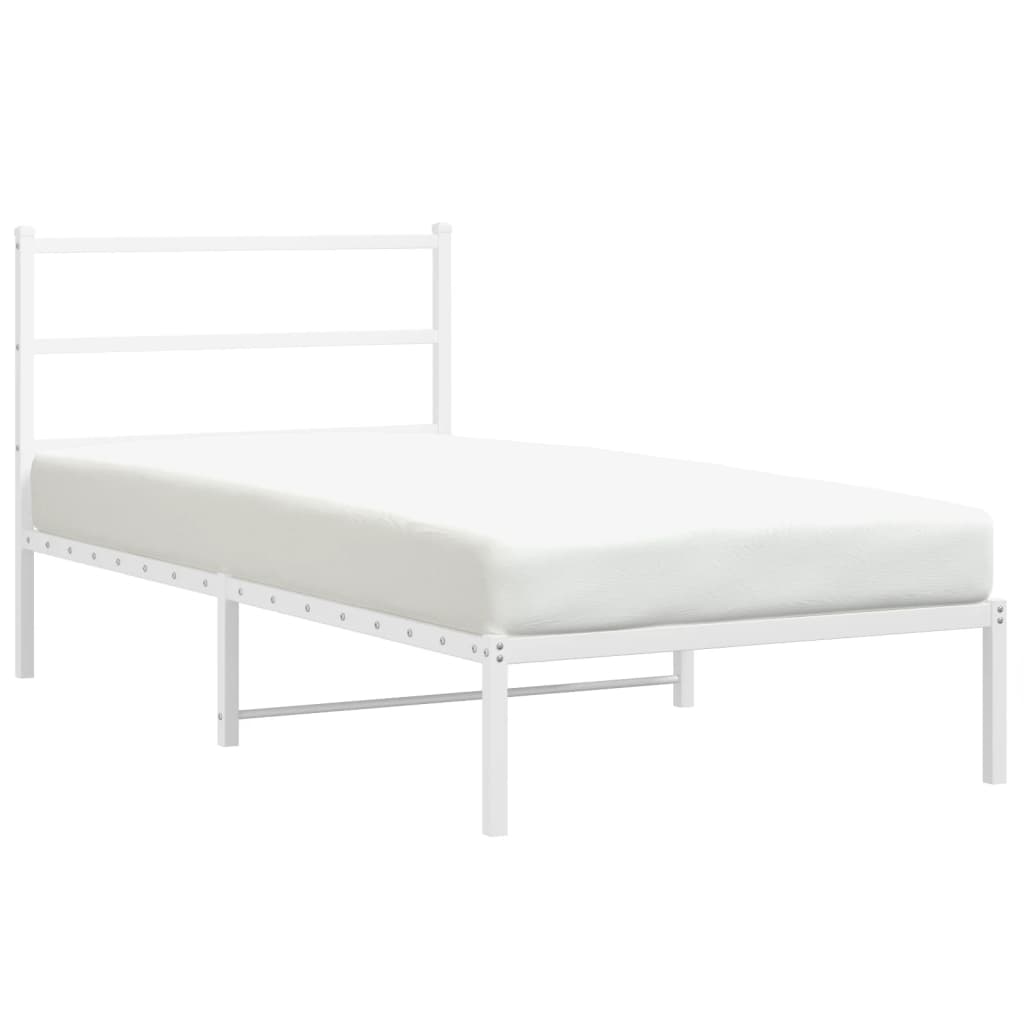 8721012303072_a_en_hd_1 vidaXL Metal Bed Frame without Mattress with Headboard White 107x203 cm King Single - Image 2