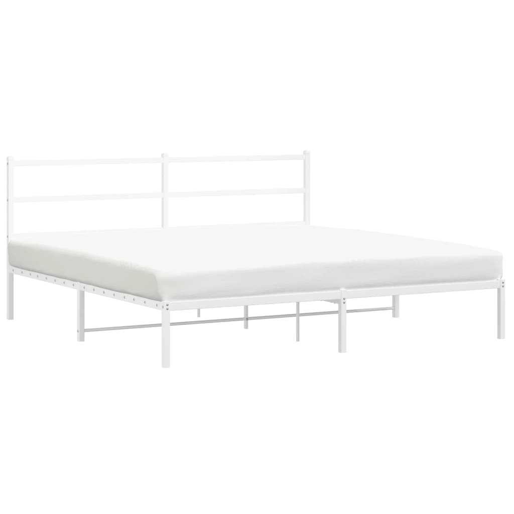 8721012303157_a_en_hd_1 vidaXL Metal Bed Frame without Mattress with Headboard White 183x203 cm King - Image 2