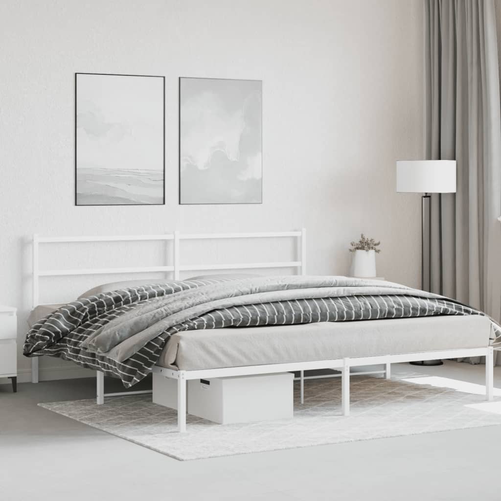 8721012303157_g_en_hd_2 vidaXL Metal Bed Frame without Mattress with Headboard White 183x203 cm King - Image 4