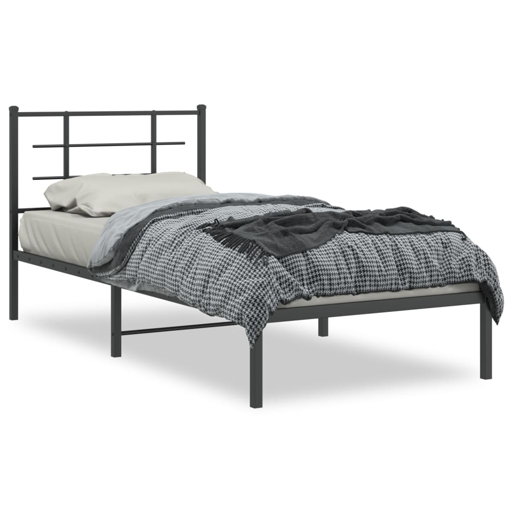 8721012303522_a_en_hd_1 vidaXL Metal Bed Frame without Mattress with Headboard Black 90x190 cm - Image 2