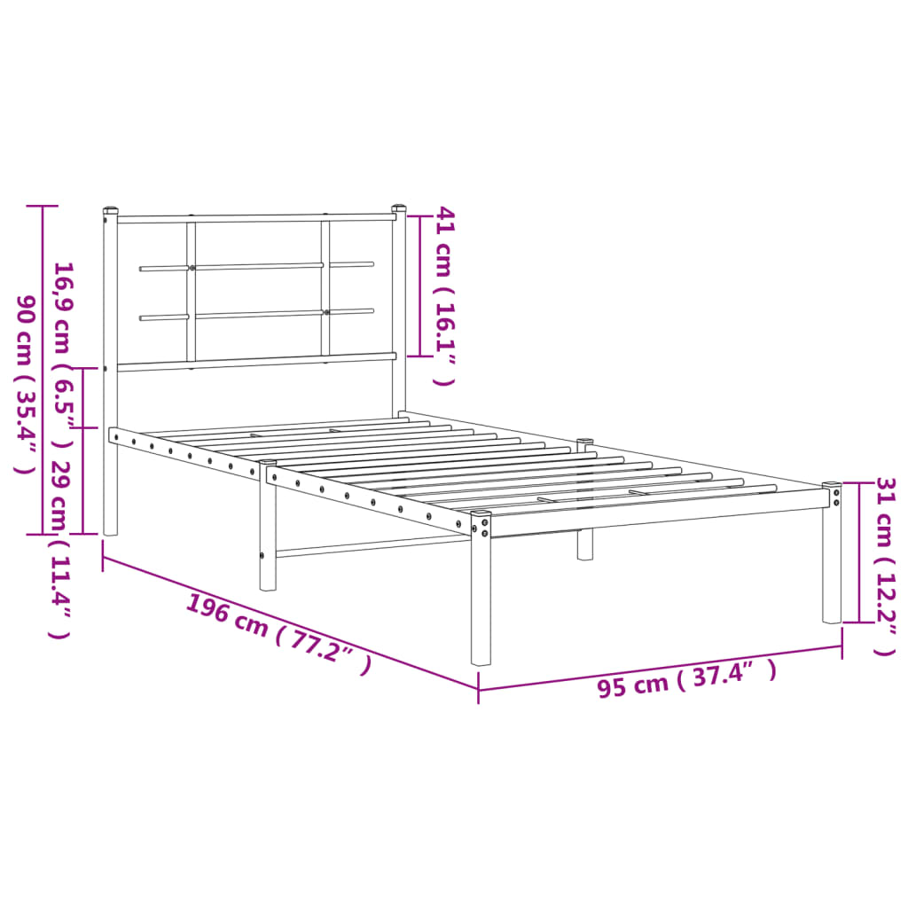 8721012303522_g_en_hd_8 vidaXL Metal Bed Frame without Mattress with Headboard Black 90x190 cm - Image 10