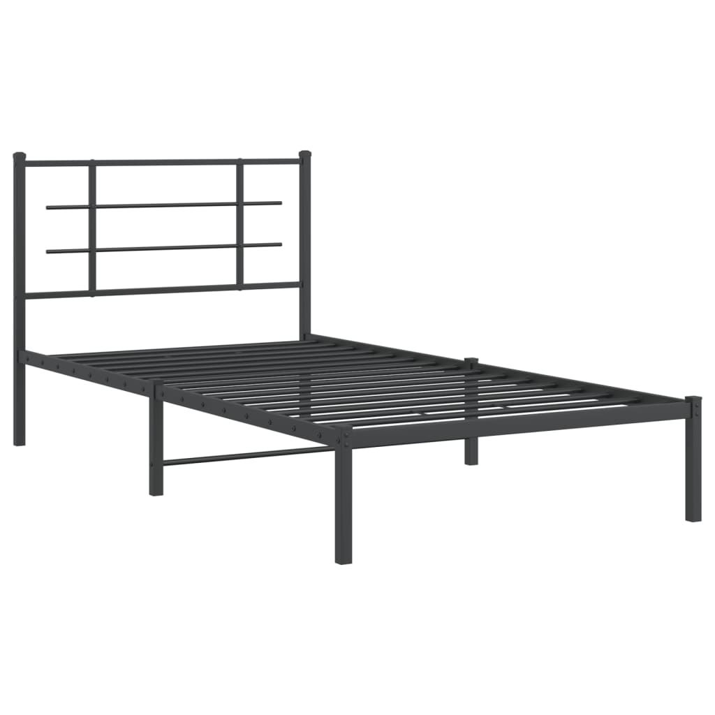 8721012303560_g_en_hd_1 vidaXL Metal Bed Frame without Mattress with Headboard Black 107x203 cm King Single - Image 3
