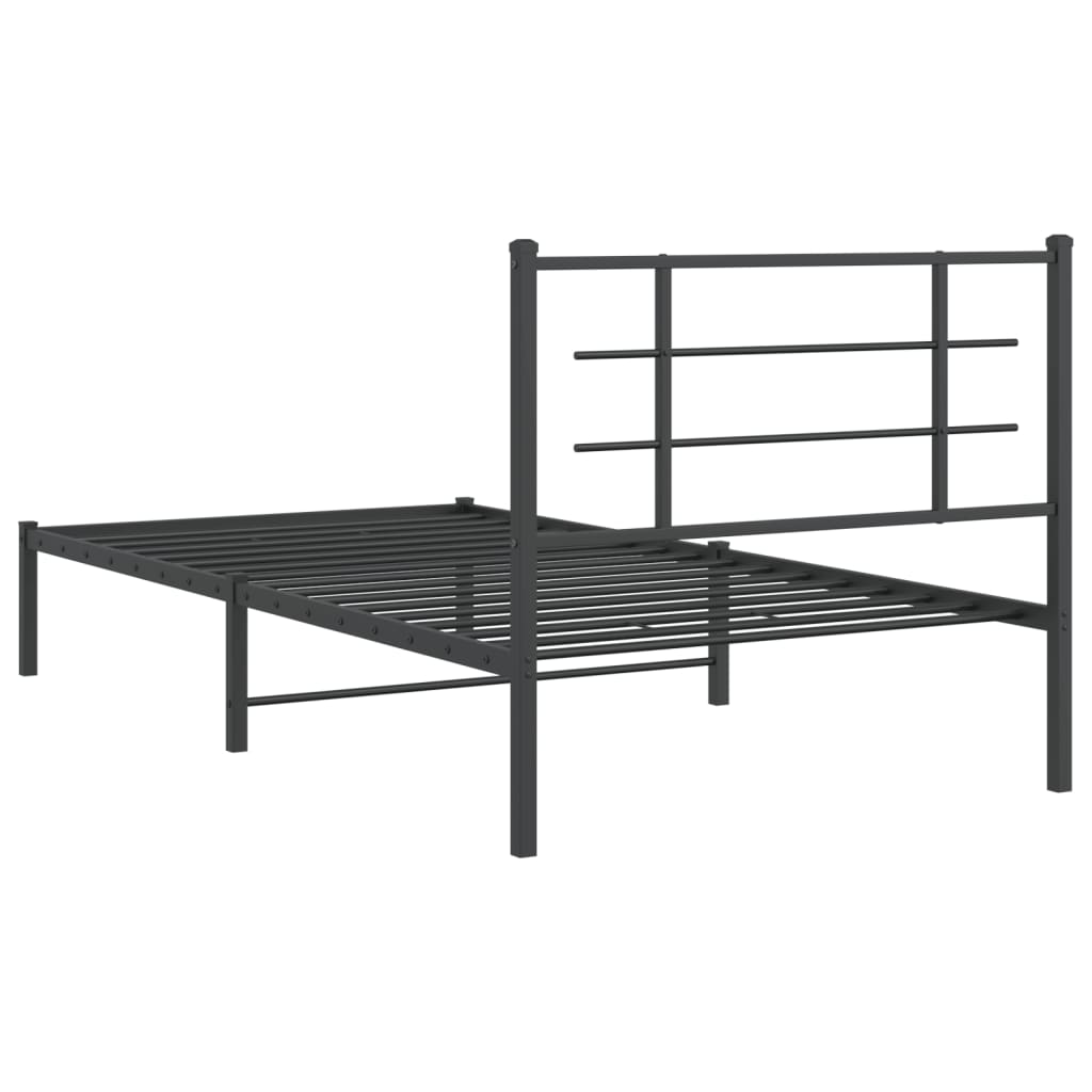 8721012303560_g_en_hd_5 vidaXL Metal Bed Frame without Mattress with Headboard Black 107x203 cm King Single - Image 7