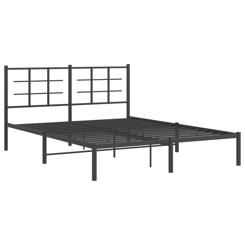 8721012303621_g_en_hd_1 vidaXL Metal Bed Frame without Mattress with Headboard Black 150x200 cm - Image 3