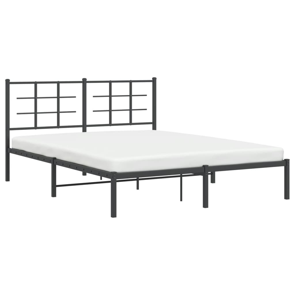 8721012303621_g_en_hd_2 vidaXL Metal Bed Frame without Mattress with Headboard Black 150x200 cm - Image 4
