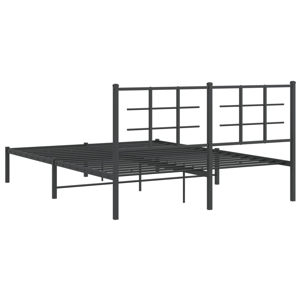 8721012303621_g_en_hd_5 vidaXL Metal Bed Frame without Mattress with Headboard Black 150x200 cm - Image 7