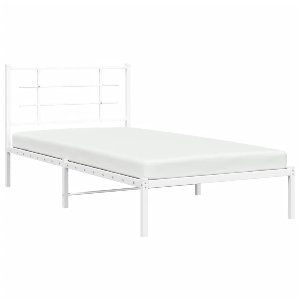8721012304055_g_en_hd_2 vidaXL Metal Bed Frame without Mattress with Headboard White 107x203 cm King Single - Image 4