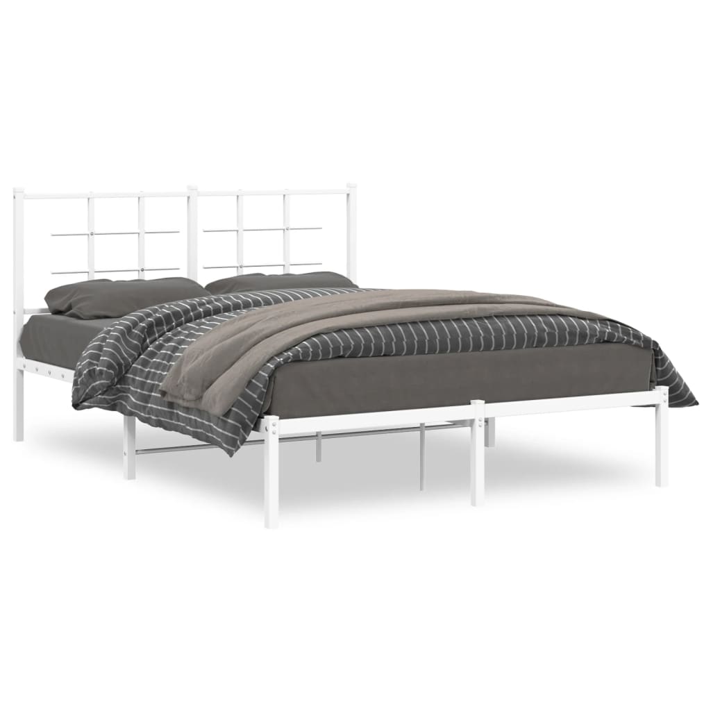 8721012304086_a_en_hd_1 vidaXL Metal Bed Frame without Mattress with Headboard White 135x190 cm - Image 2