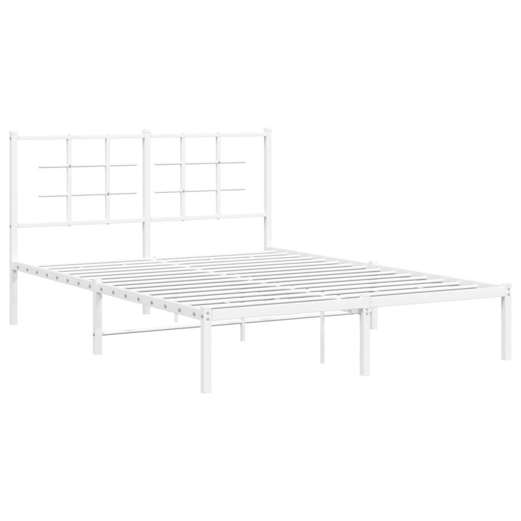 8721012304086_g_en_hd_1 vidaXL Metal Bed Frame without Mattress with Headboard White 135x190 cm - Image 3