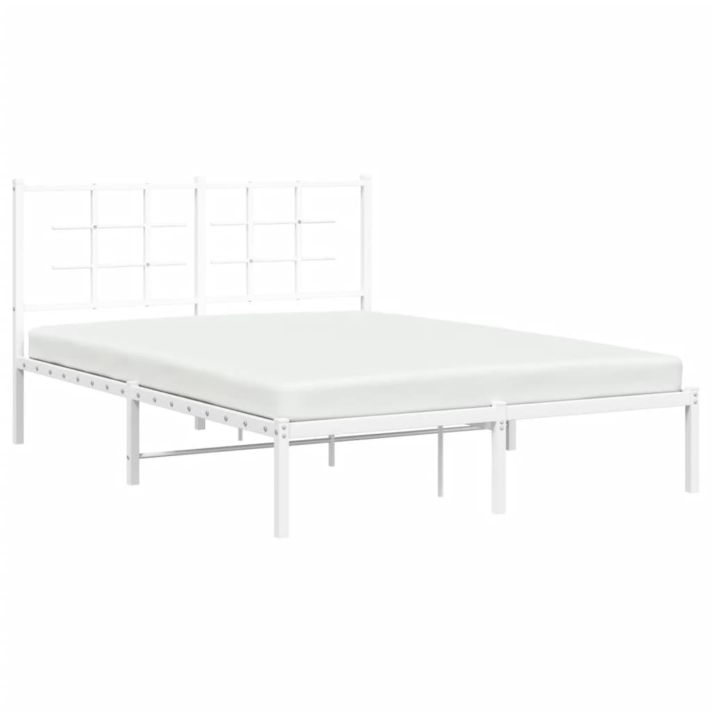 8721012304086_g_en_hd_2 vidaXL Metal Bed Frame without Mattress with Headboard White 135x190 cm - Image 4