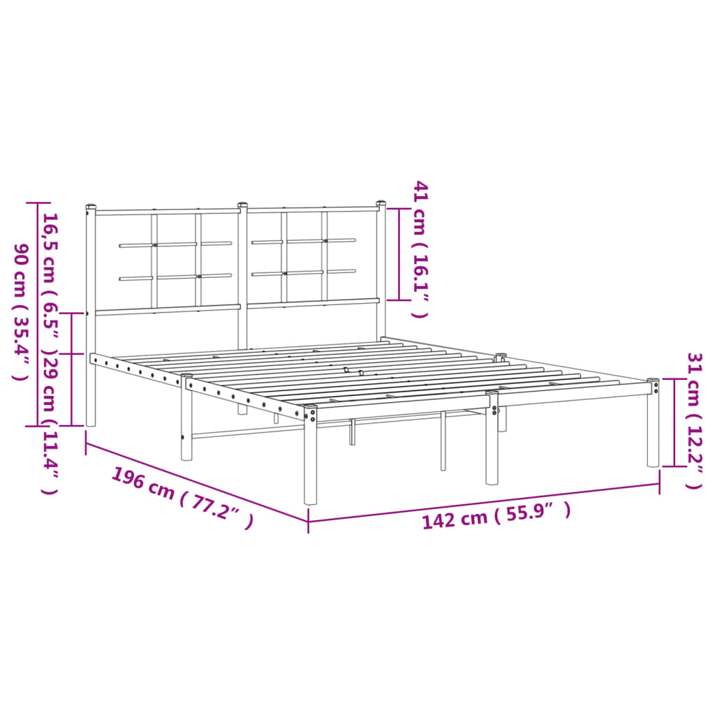 8721012304086_g_en_hd_8 vidaXL Metal Bed Frame without Mattress with Headboard White 135x190 cm - Image 10