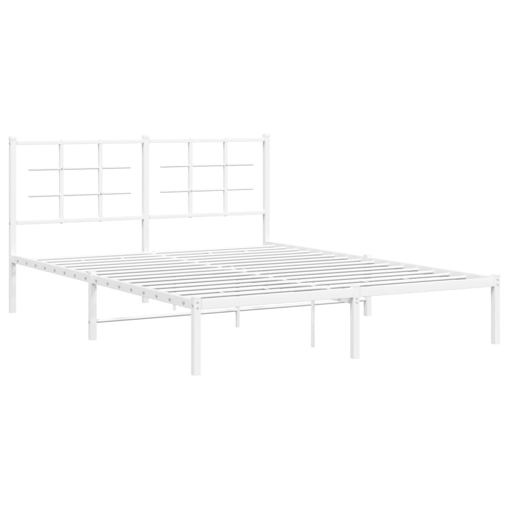 8721012304116_g_en_hd_1 vidaXL Metal Bed Frame without Mattress with Headboard White 150x200 cm - Image 3
