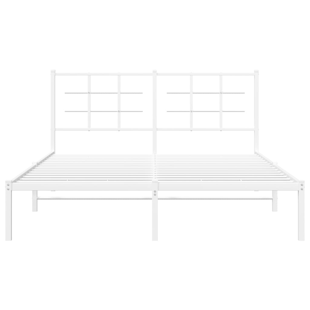 8721012304116_g_en_hd_3 vidaXL Metal Bed Frame without Mattress with Headboard White 150x200 cm - Image 5
