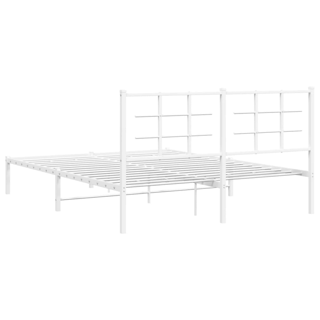 8721012304116_g_en_hd_5 vidaXL Metal Bed Frame without Mattress with Headboard White 150x200 cm - Image 7