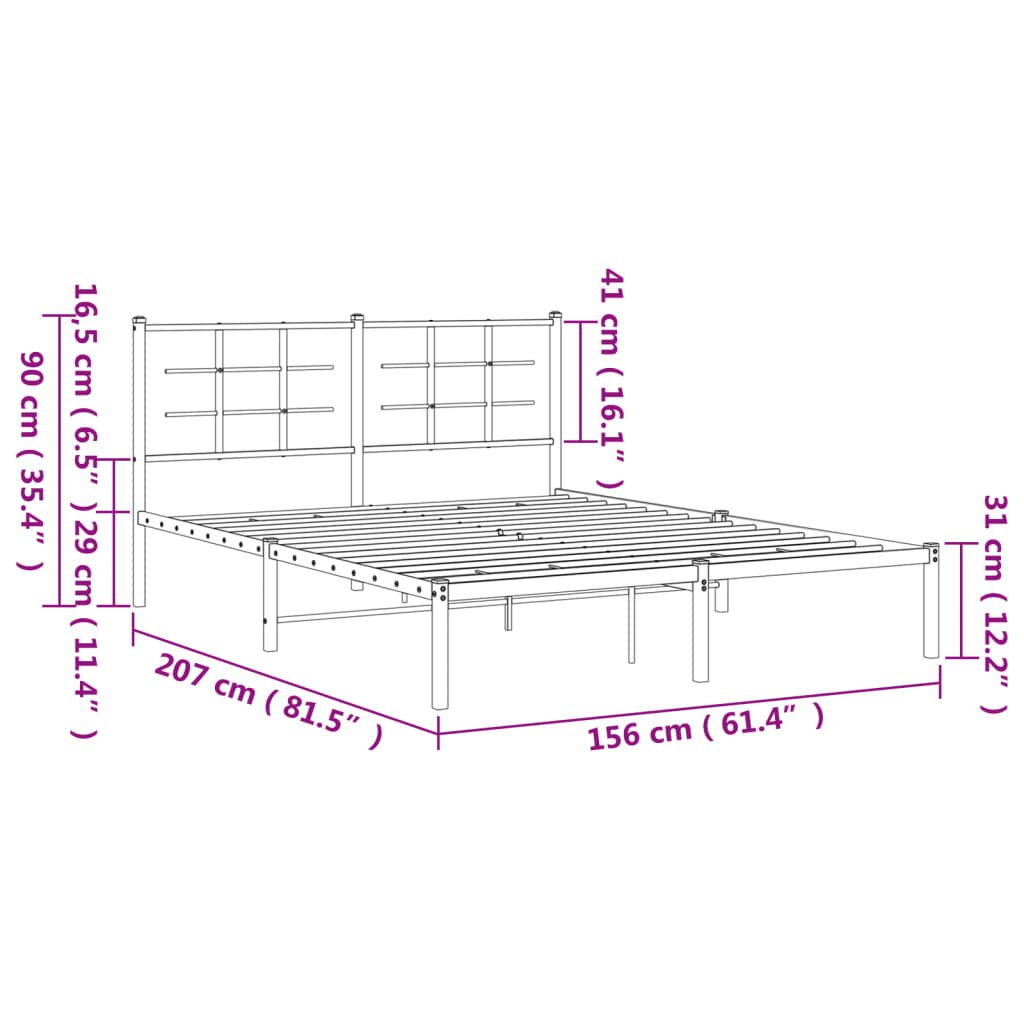 8721012304116_g_en_hd_8 vidaXL Metal Bed Frame without Mattress with Headboard White 150x200 cm - Image 10
