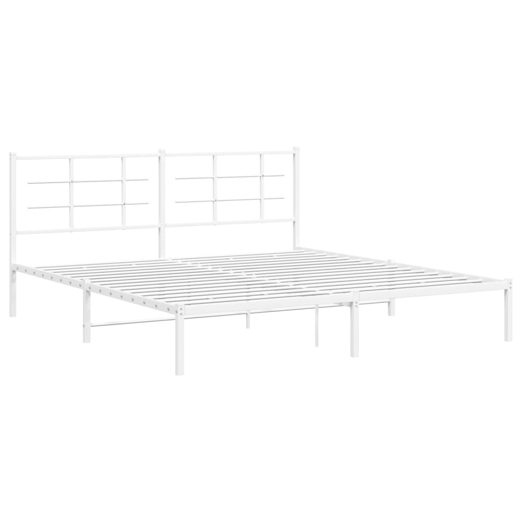 8721012304130_g_en_hd_1 vidaXL Metal Bed Frame without Mattress with Headboard White 183x203 cm King - Image 3