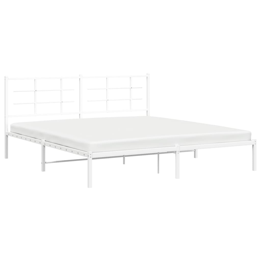 8721012304130_g_en_hd_2 vidaXL Metal Bed Frame without Mattress with Headboard White 183x203 cm King - Image 4