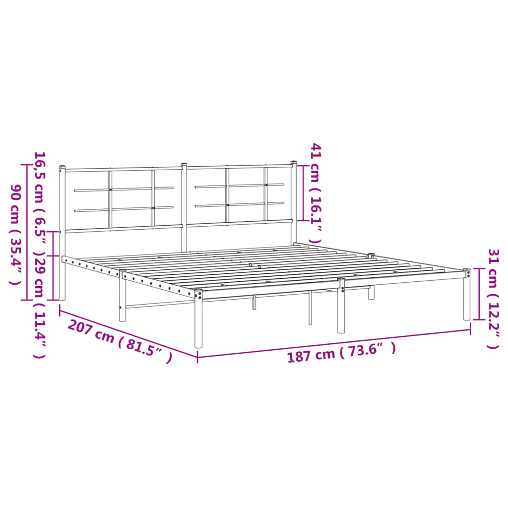8721012304130_g_en_hd_8 vidaXL Metal Bed Frame without Mattress with Headboard White 183x203 cm King - Image 10