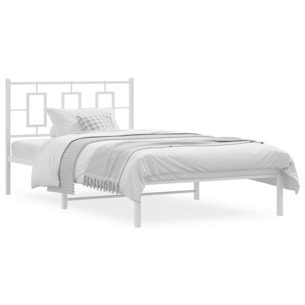 8721012305397_a_en_hd_1 vidaXL Metal Bed Frame without Mattress with Headboard White 107x203 cm King Single - Image 2