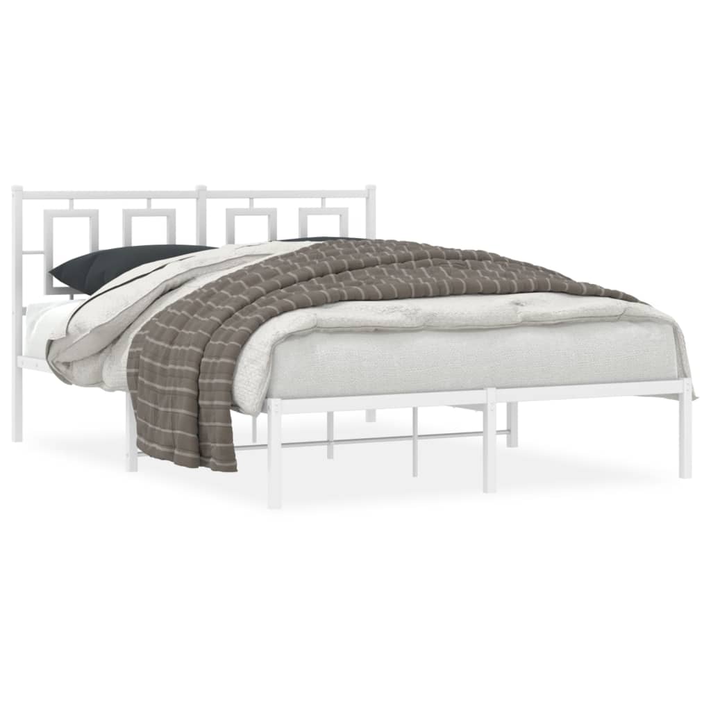 8721012305427_a_en_hd_1 vidaXL Metal Bed Frame without Mattress with Headboard White 135x190 cm - Image 2