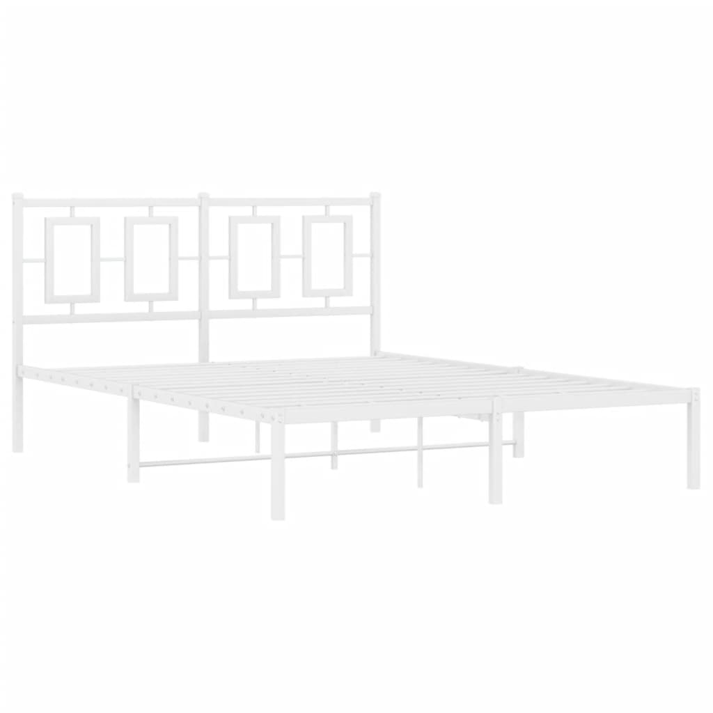 8721012305427_g_en_hd_1 vidaXL Metal Bed Frame without Mattress with Headboard White 135x190 cm - Image 3