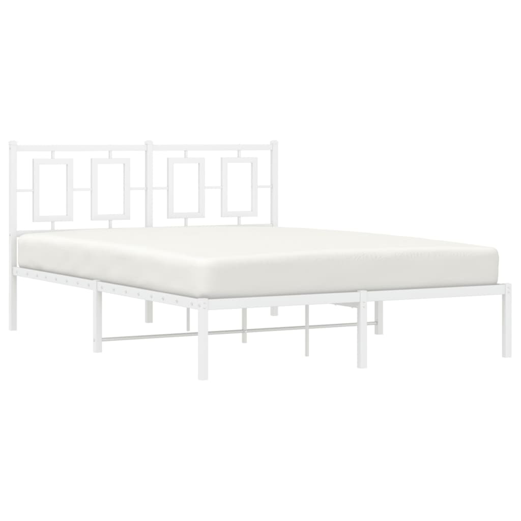 8721012305427_g_en_hd_2 vidaXL Metal Bed Frame without Mattress with Headboard White 135x190 cm - Image 4