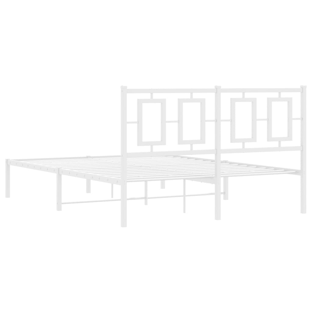8721012305427_g_en_hd_5 vidaXL Metal Bed Frame without Mattress with Headboard White 135x190 cm - Image 7