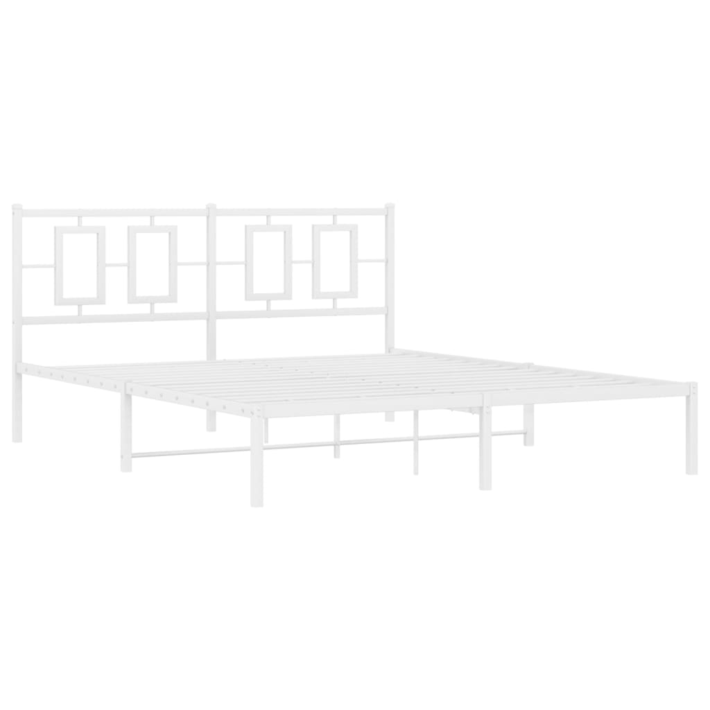 8721012305458_g_en_hd_1 vidaXL Metal Bed Frame without Mattress with Headboard White 150x200 cm - Image 3