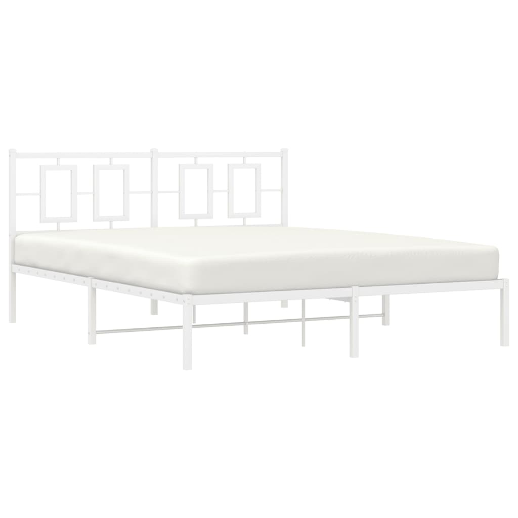8721012305458_g_en_hd_2 vidaXL Metal Bed Frame without Mattress with Headboard White 150x200 cm - Image 4
