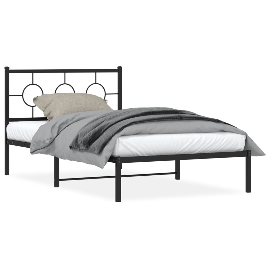 8721012305885_a_en_hd_1 vidaXL Metal Bed Frame without Mattress with Headboard Black 107x203 cm King Single - Image 2