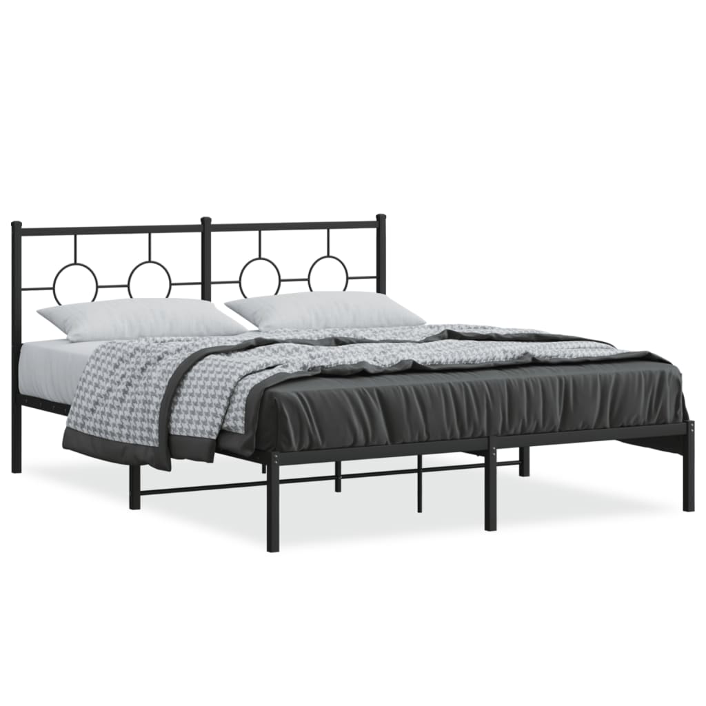 8721012305946_a_en_hd_1 vidaXL Metal Bed Frame without Mattress with Headboard Black 150x200 cm - Image 2