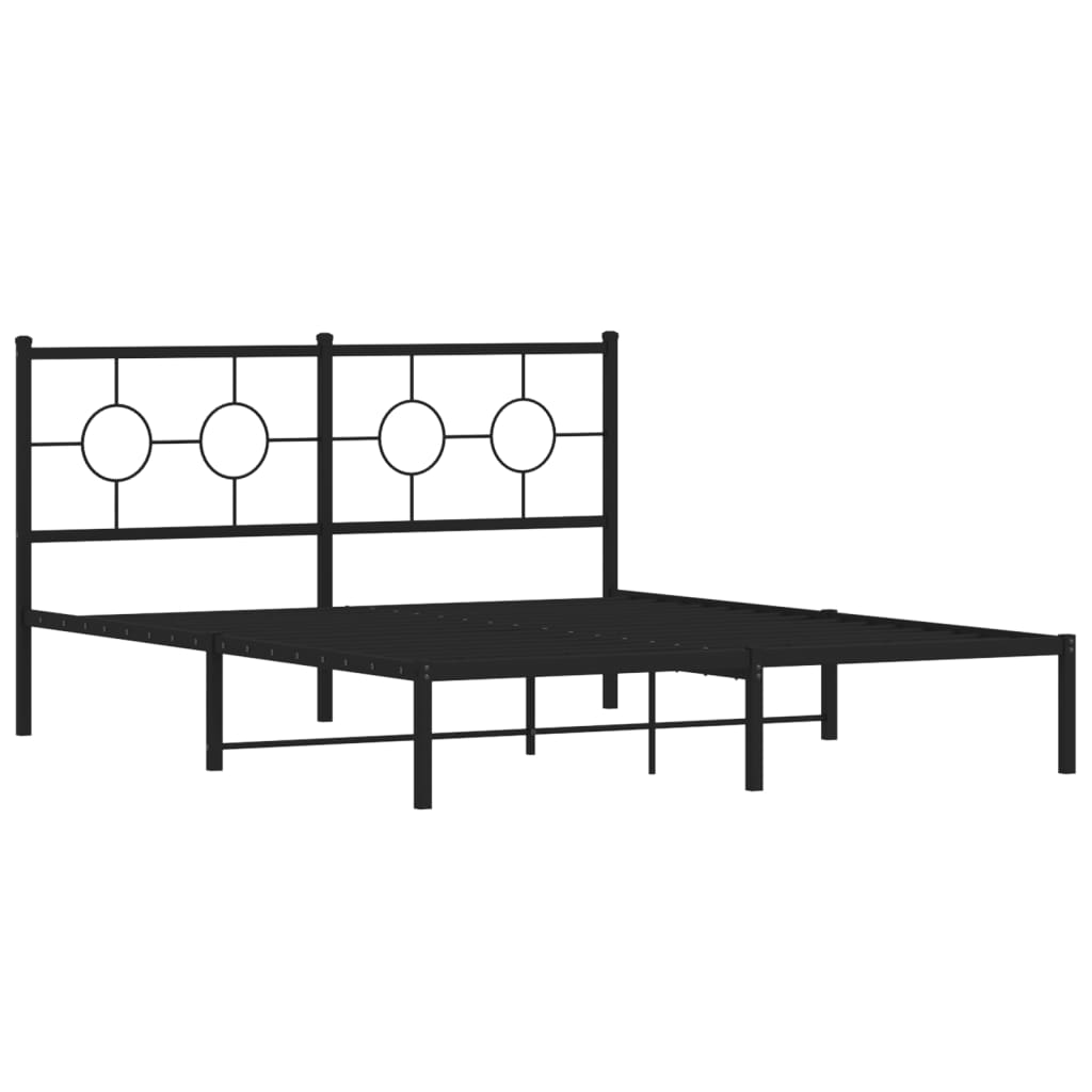 8721012305946_g_en_hd_1 vidaXL Metal Bed Frame without Mattress with Headboard Black 150x200 cm - Image 3