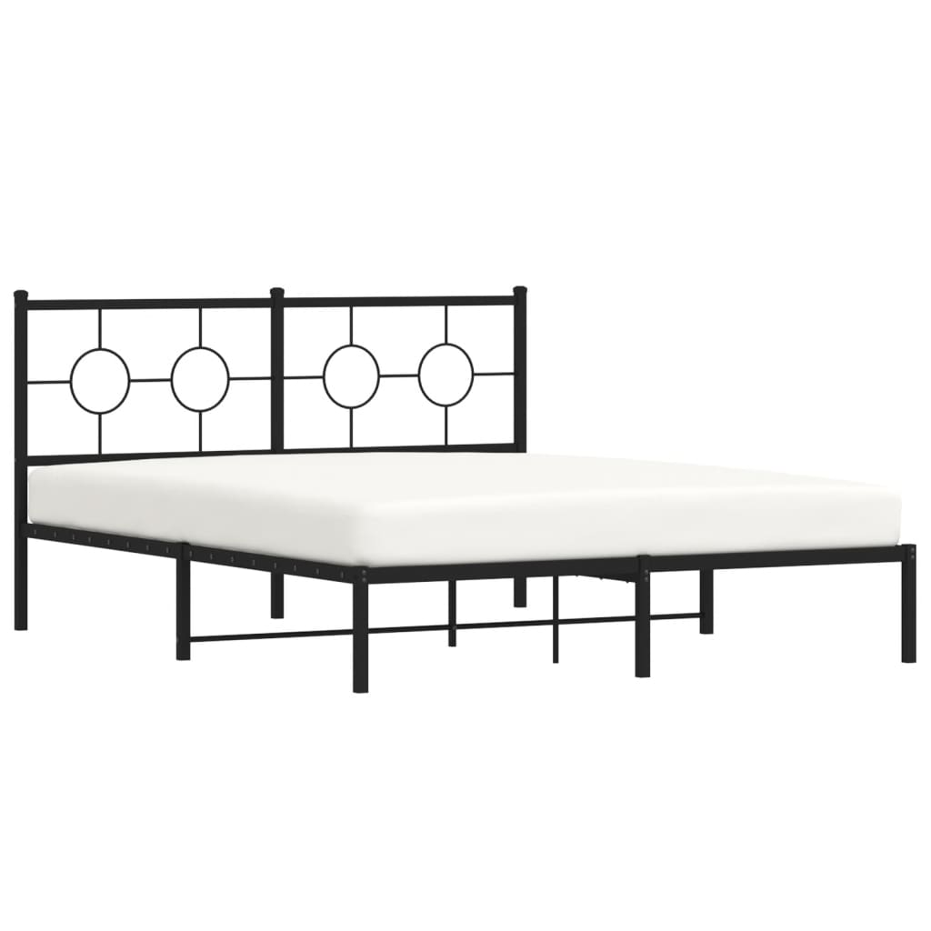 8721012305946_g_en_hd_2 vidaXL Metal Bed Frame without Mattress with Headboard Black 150x200 cm - Image 4