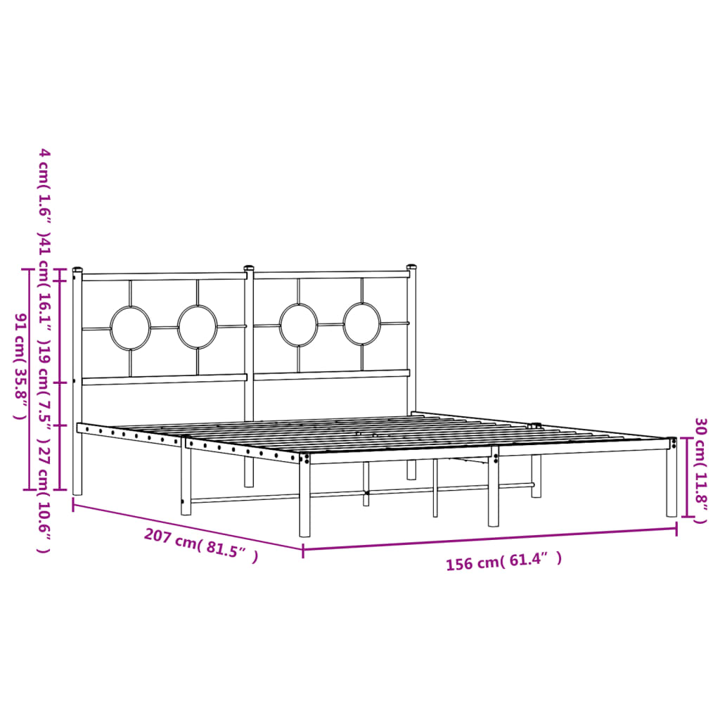 8721012305946_g_en_hd_8 vidaXL Metal Bed Frame without Mattress with Headboard Black 150x200 cm - Image 10