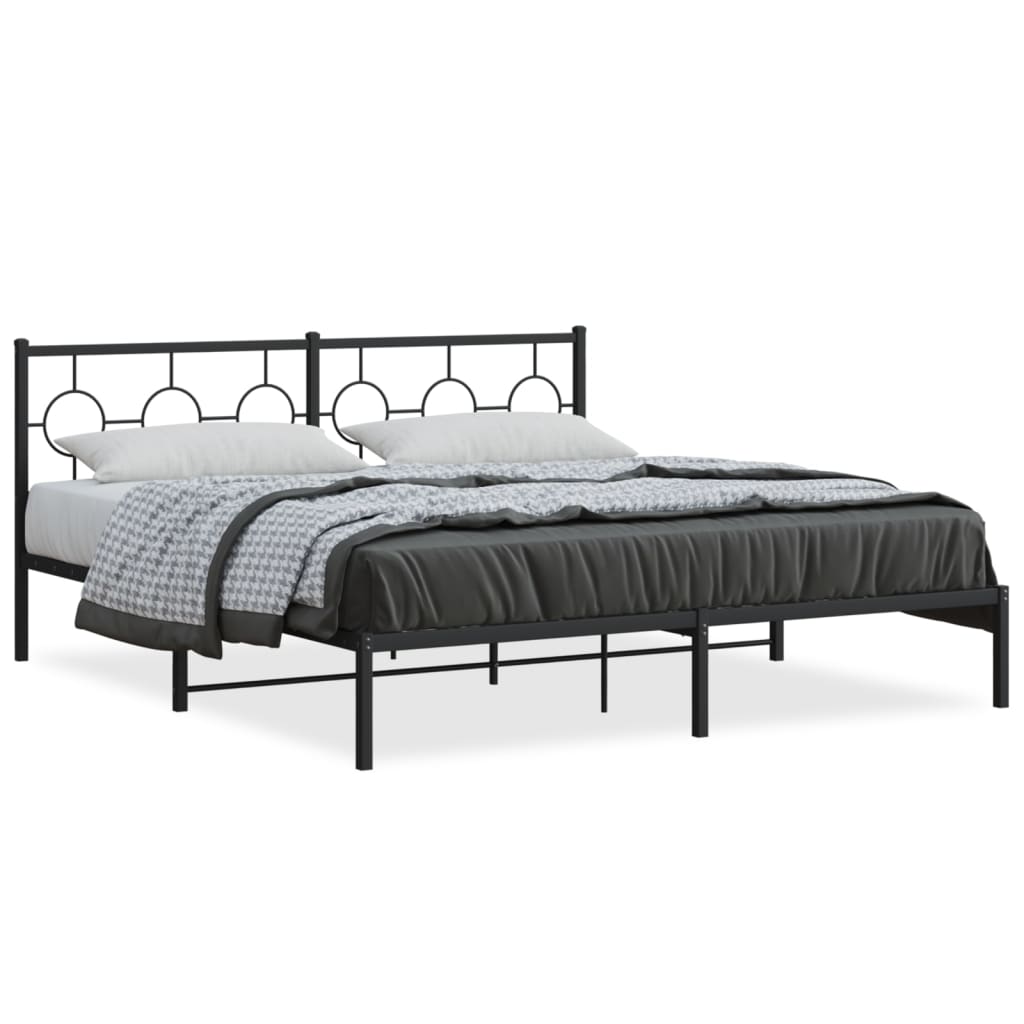 8721012305960_a_en_hd_1 vidaXL Metal Bed Frame without Mattress with Headboard Black 183x203 cm King - Image 2