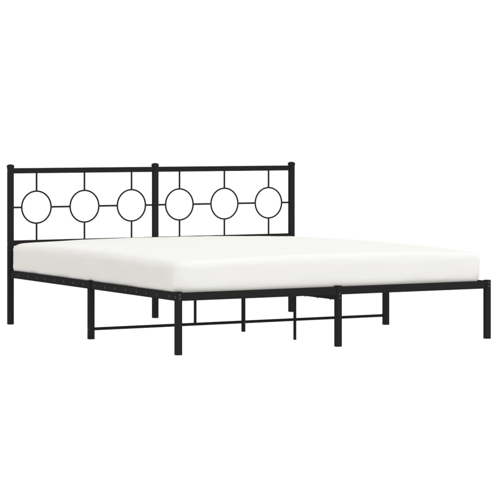 8721012305960_g_en_hd_2 vidaXL Metal Bed Frame without Mattress with Headboard Black 183x203 cm King - Image 4