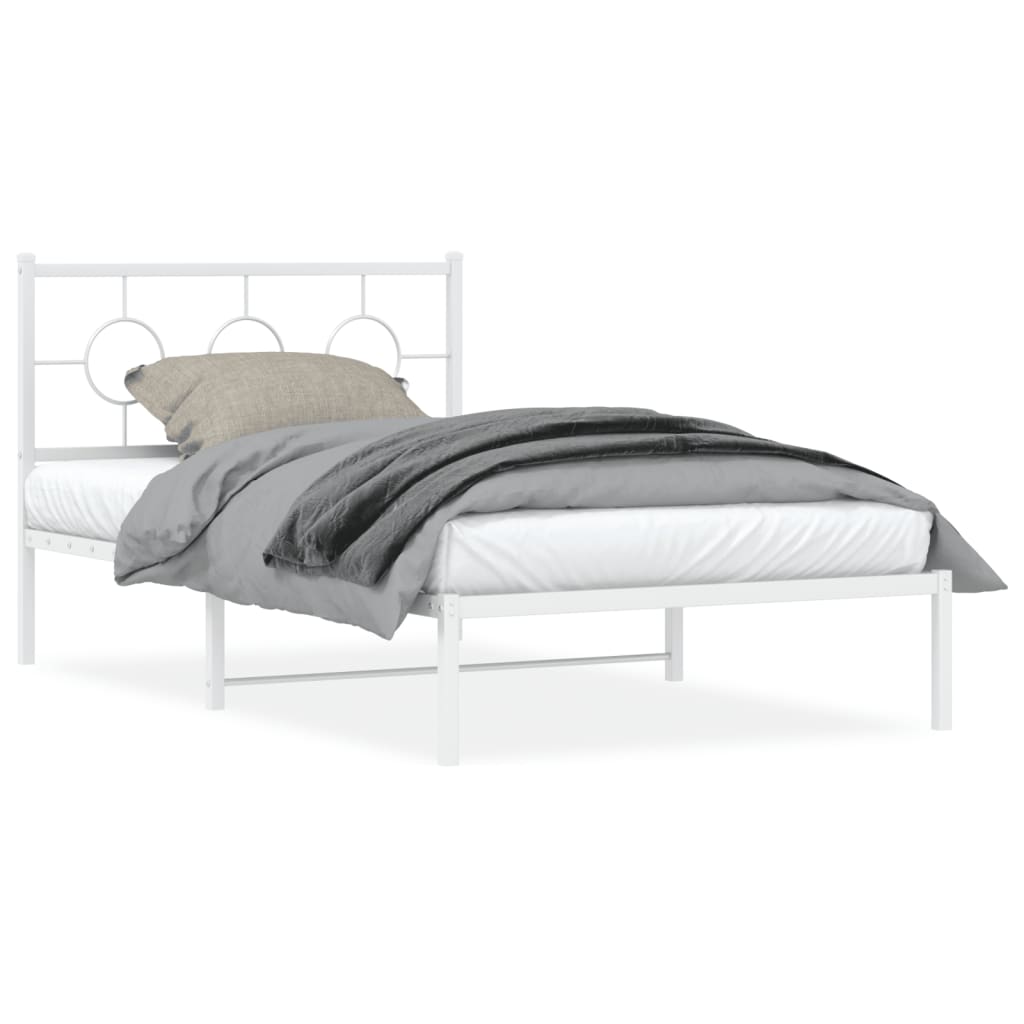 8721012306370_a_en_hd_1 vidaXL Metal Bed Frame without Mattress with Headboard White 107x203 cm King Single - Image 2