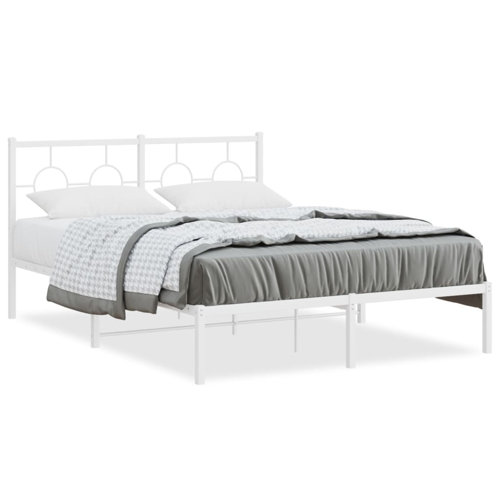 8721012306400_a_en_hd_1 vidaXL Metal Bed Frame without Mattress with Headboard White 135x190 cm - Image 2