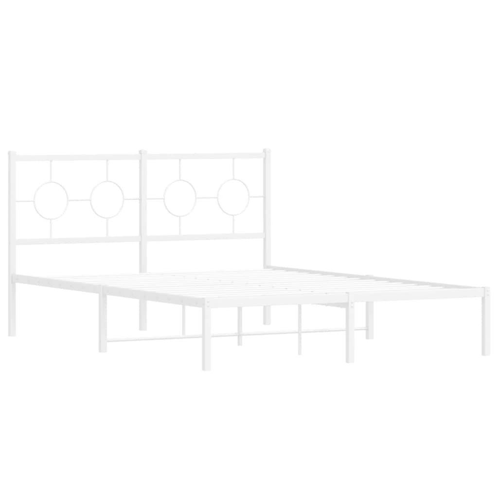8721012306400_g_en_hd_1 vidaXL Metal Bed Frame without Mattress with Headboard White 135x190 cm - Image 3