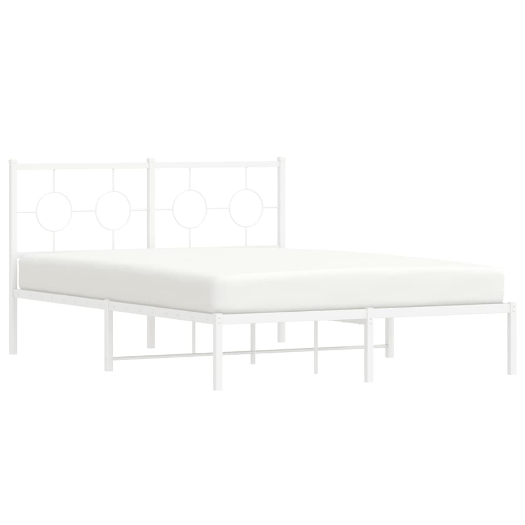 8721012306400_g_en_hd_2 vidaXL Metal Bed Frame without Mattress with Headboard White 135x190 cm - Image 4
