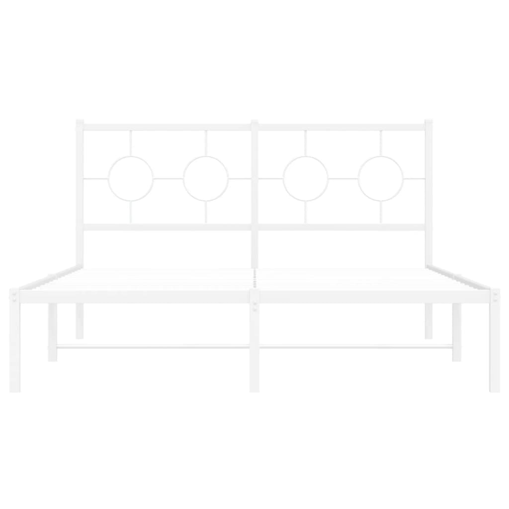 8721012306400_g_en_hd_3 vidaXL Metal Bed Frame without Mattress with Headboard White 135x190 cm - Image 5