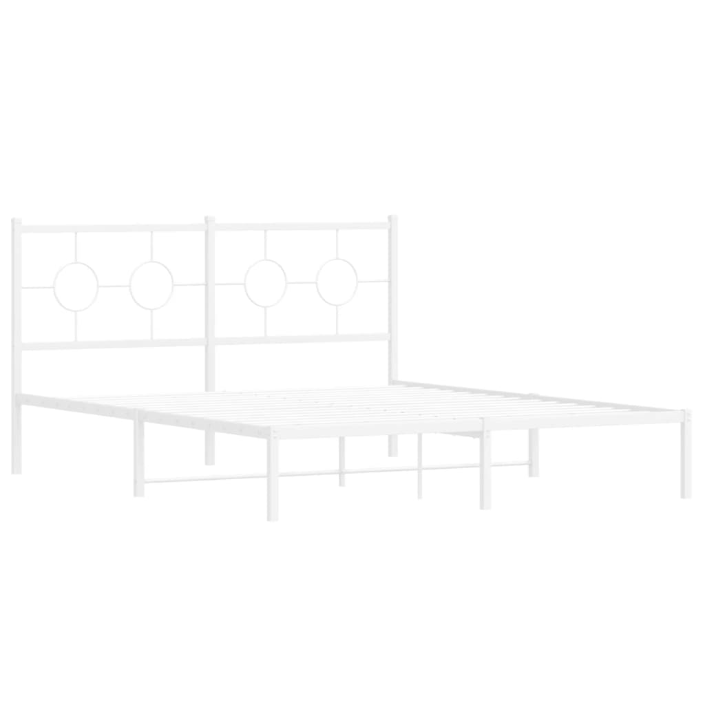 8721012306431_g_en_hd_1 vidaXL Metal Bed Frame without Mattress with Headboard White 150x200 cm - Image 3
