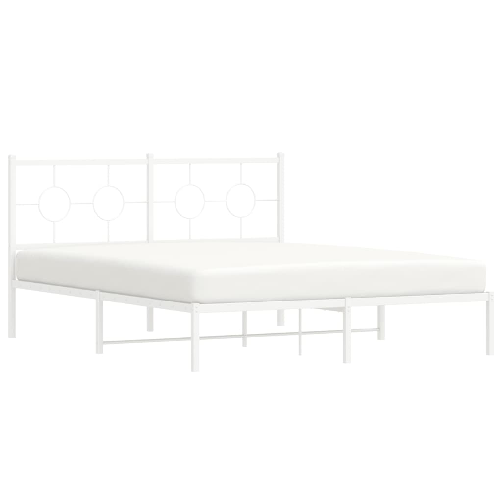 8721012306431_g_en_hd_2 vidaXL Metal Bed Frame without Mattress with Headboard White 150x200 cm - Image 4