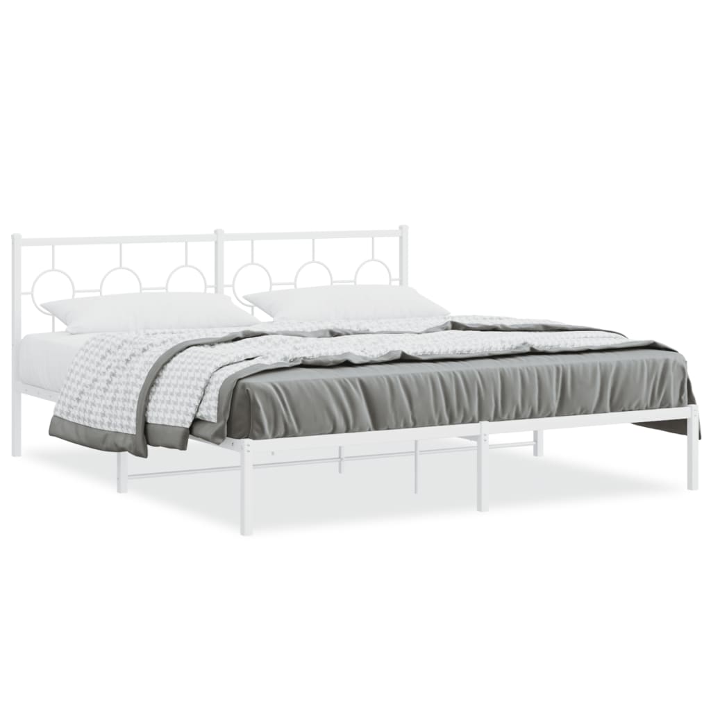 8721012306455_a_en_hd_1 vidaXL Metal Bed Frame without Mattress with Headboard White 183x203 cm King - Image 2