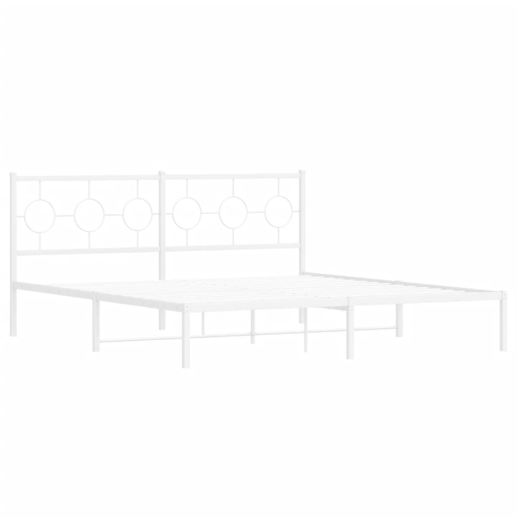 8721012306455_g_en_hd_1 vidaXL Metal Bed Frame without Mattress with Headboard White 183x203 cm King - Image 3