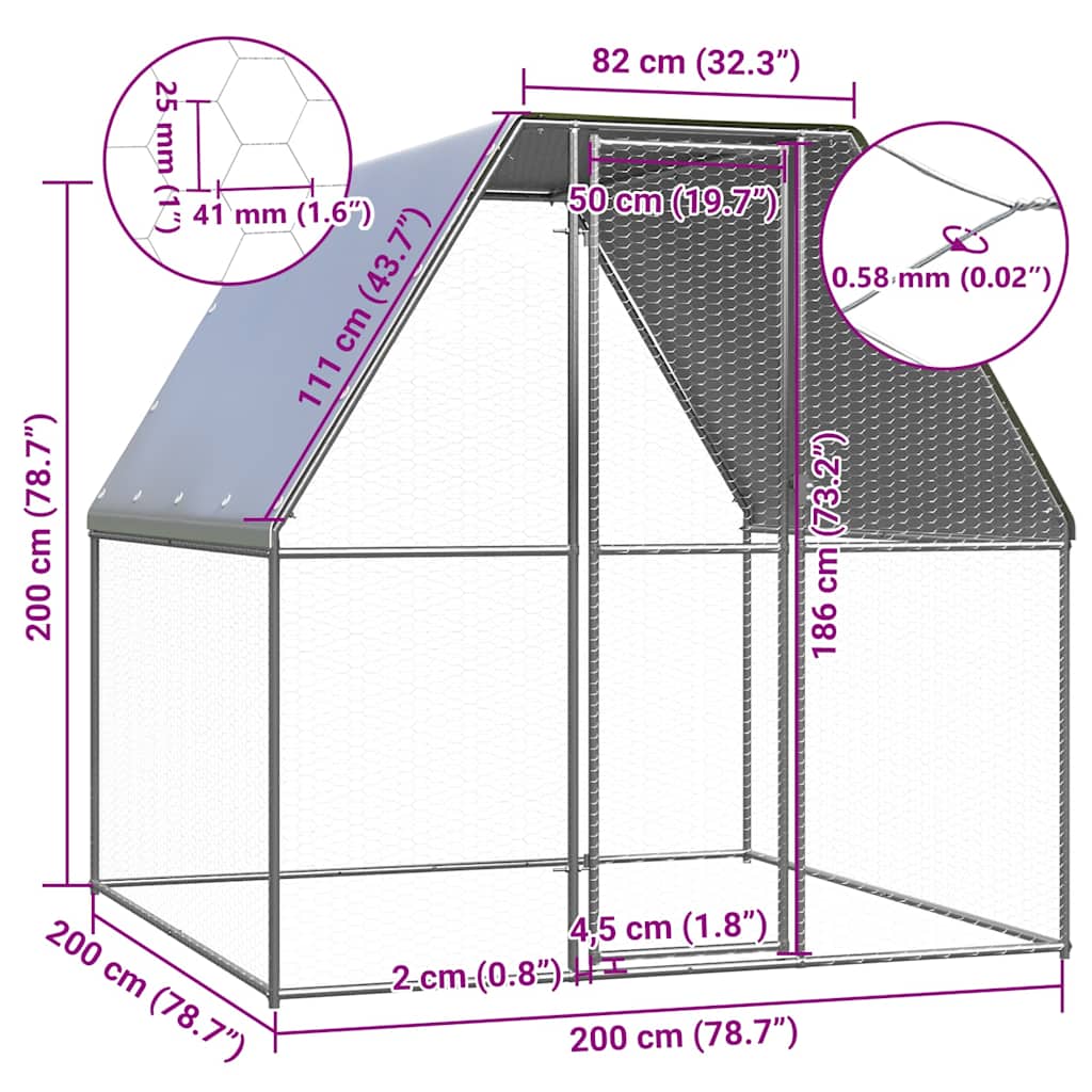 8721012307209_g_en_hd_3 vidaXL Chicken Cage Silver and Grey 2x2x2 m Galvanised Steel - Image 5