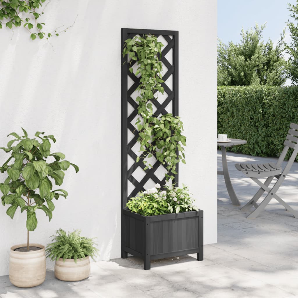 8721012307322_g_en_hd_1 vidaXL Planter with Trellis Black Solid Wood Fir - Image 3