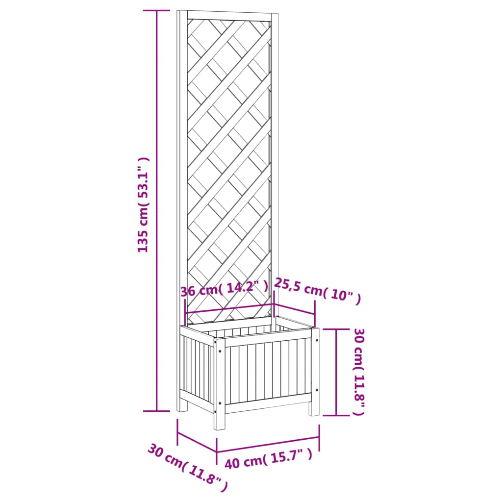 8721012307322_g_en_hd_6 vidaXL Planter with Trellis Black Solid Wood Fir - Image 8
