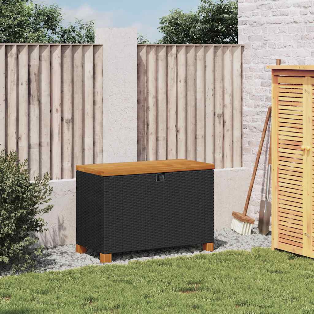 8721012308183_g_en_hd_1 vidaXL Garden Storage Box Black 80x40x48 cm Poly Rattan Acacia Wood - Image 3