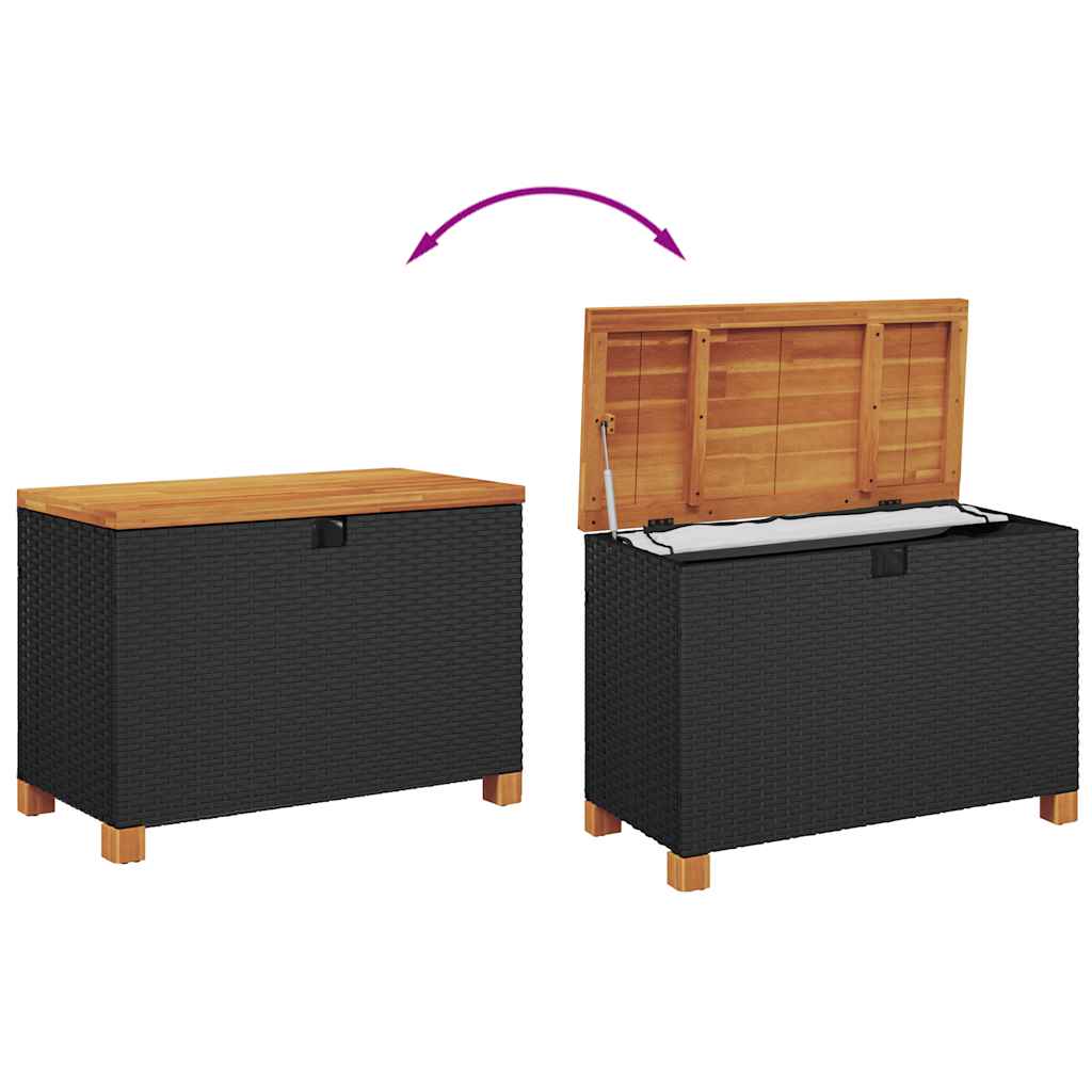 8721012308183_g_en_hd_5 vidaXL Garden Storage Box Black 80x40x48 cm Poly Rattan Acacia Wood - Image 7